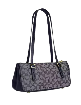 Coach Asher Shoulder Bag In Signature Jacquard Navy Midnight Navy