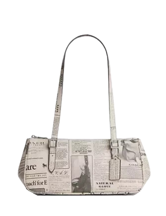 Coach Asher Shoulder Bag With Newspaper Print Chalk