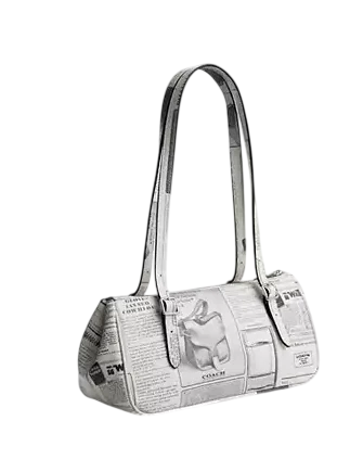Coach Asher Shoulder Bag With Newspaper Print Chalk