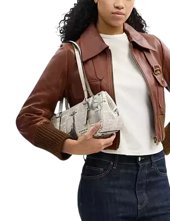 Coach Asher Shoulder Bag With Newspaper Print Chalk