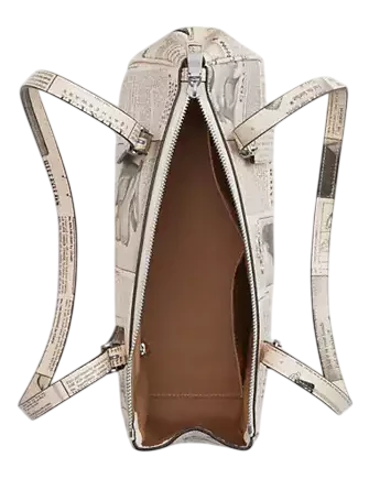 Coach Asher Shoulder Bag With Newspaper Print Chalk