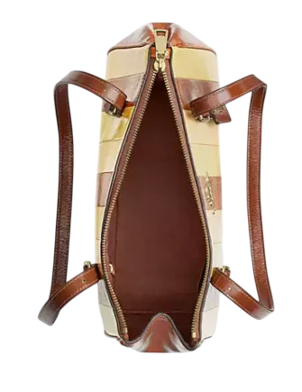 Coach Asher Shoulder Bag With Striped Patchwork  Redwood 