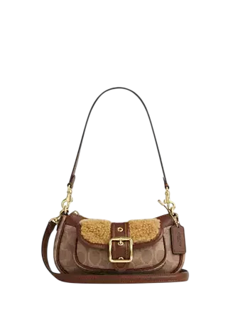 Coach Ashton Mini Shoulder Bag In Signature Canvas Tan Vintage Brown