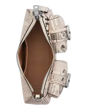 Coach Ashton Shoulder Bag With Newspaper Print Chalk