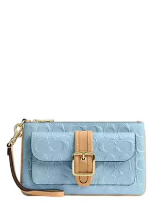 Coach Ashton Wristlet In Signature Leather Light Blue