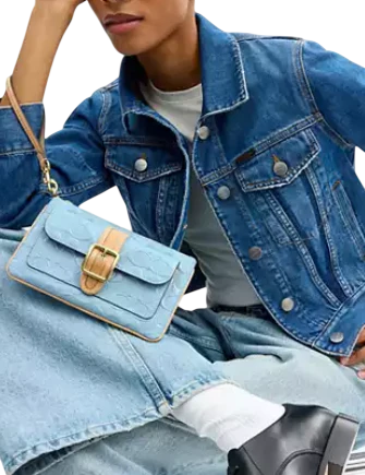 Coach Ashton Wristlet In Signature Leather Light Blue