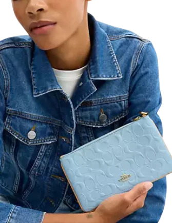 Coach Ashton Wristlet In Signature Leather Light Blue