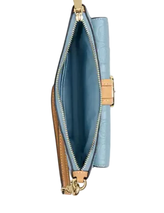 Coach Ashton Wristlet In Signature Leather Light Blue