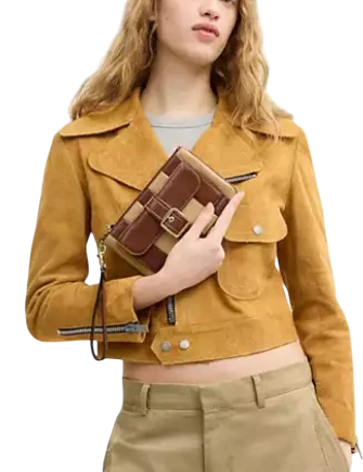 Coach Ashton Wristlet With Striped Patchwork  Redwood 