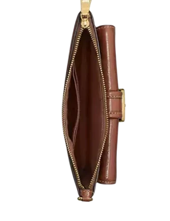 Coach Ashton Wristlet With Striped Patchwork  Redwood 
