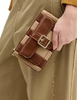Coach Ashton Wristlet With Striped Patchwork  Redwood 