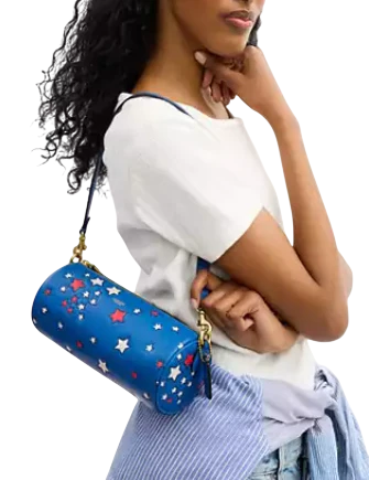 Coach Barrel Bag With Americana Star Print  Deep Sky 