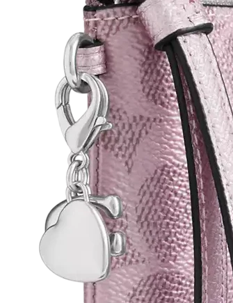Coach Boxed Corner Zip Wristlet In Signature Canvas With Charms Pink