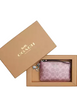 Coach Boxed Corner Zip Wristlet In Signature Canvas With Charms Pink