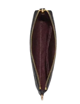 Coach Boxed Corner Zip Wristlet In Signature Leather Black