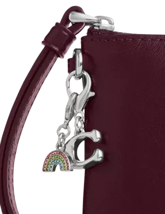 Coach Boxed Corner Zip Wristlet With Charms Dark Wine