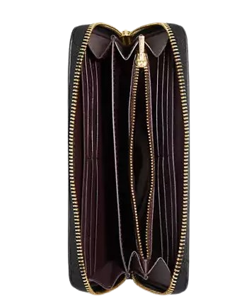 Coach Boxed Long Zip Around Wallet In Signature Leather Black 