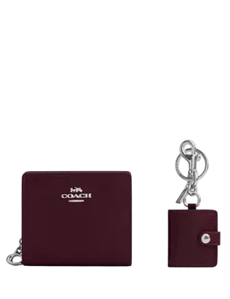 Coach Boxed Snap Wallet And Picture Frame Bag Charm