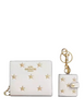 Coach Boxed Snap Wallet And Picture Frame Bag Charm With Star Print Chalk