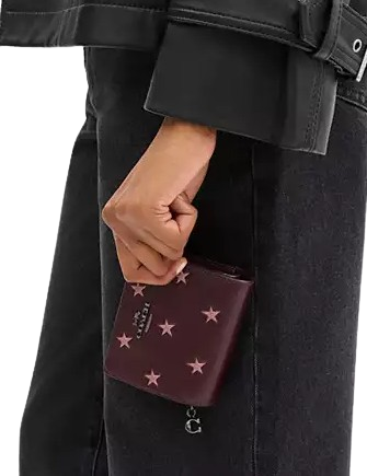 Coach Boxed Snap Wallet And Picture Frame Bag Charm With Star Print Brixton Baker