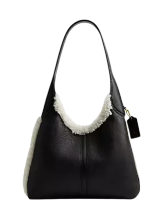 Coach Brooklyn Shoulder Bag 28 In Shearling Black Natural
