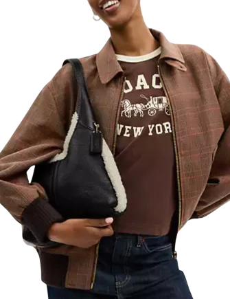 Coach Brooklyn Shoulder Bag 28 In Shearling Black Natural