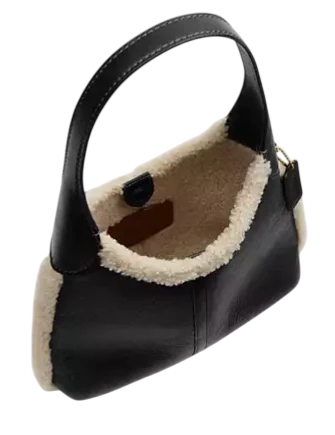 Coach Brooklyn Shoulder Bag 28 In Shearling Black Natural