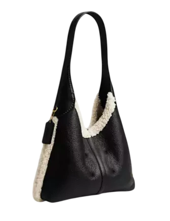 Coach Brooklyn Shoulder Bag 28 In Shearling Black Natural
