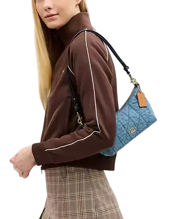 Coach Caitlin Shoulder Bag With Quilting Indigo