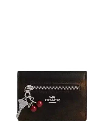 Coach Card Case With Charms In Loved Leather