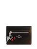 Coach Card Case With Charms In Loved Leather Black Brown