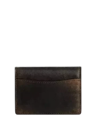 Coach Card Case With Charms In Loved Leather Black Brown