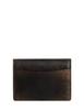 Coach Card Case With Charms In Loved Leather Black Brown