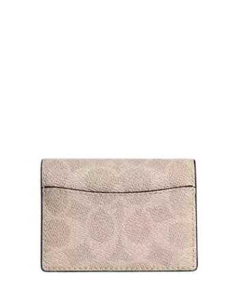 Coach Card Case With Charms In Signature Canvas Taupe