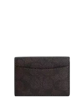 Coach Card Case With Charms In Signature Canvas Walnut Black