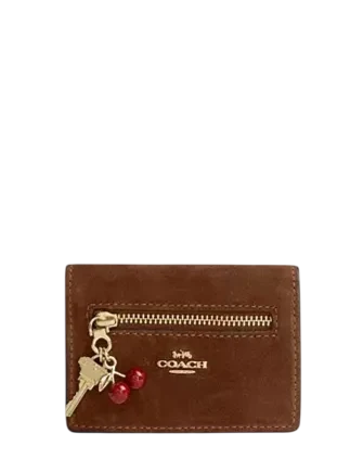 Coach Card Case With Charms Warm Brown