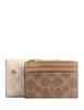 Coach Card Holder Wallet In Blocked Signature Canvas Sand Tan