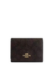 Coach Card Holder Wallet In Blocked Signature Canvas Walnut Tan