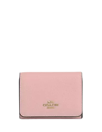 Coach Card Holder Wallet In Signature Canvas Powder Pink 