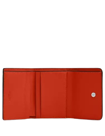 Coach Card Holder Wallet In Signature Canvas Sand Deep Orange