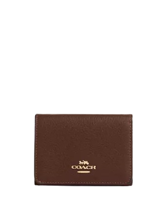 Coach Card Holder Wallet In Signature Canvas Tan Brown 