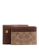 Coach Card Holder Wallet In Signature Canvas Tan Brown 