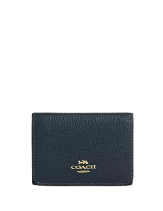 Coach Card Holder Wallet In Signature Canvas With Cherry Print Denim