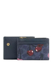 Coach Card Holder Wallet In Signature Canvas With Cherry Print Denim