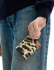 Coach Card Holder Wallet With Leopard Print And Signature Canvas Walnut Leopard