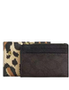 Coach Card Holder Wallet With Leopard Print And Signature Canvas Walnut Leopard