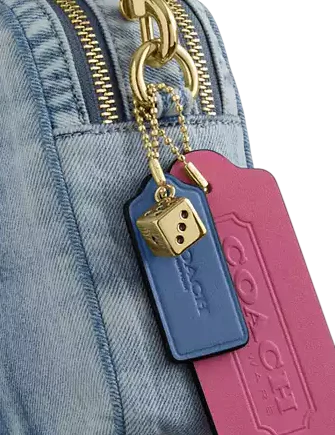 Coach Carey Crossbody Bag In Loved Denim With Charms Light Indigo