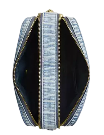 Coach Carey Crossbody Bag In Loved Denim With Charms Light Indigo