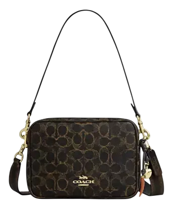 Coach Carey Crossbody Bag In Loved Signature Canvas With Charms Brown