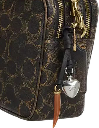 Coach Carey Crossbody Bag In Loved Signature Canvas With Charms Brown
